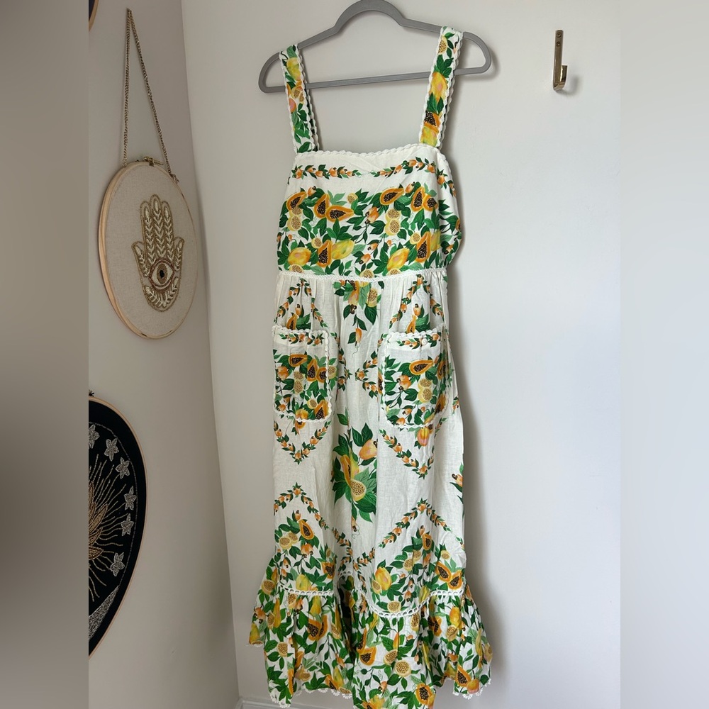 Farm Rio Papaya Maxi Dress with Pockets